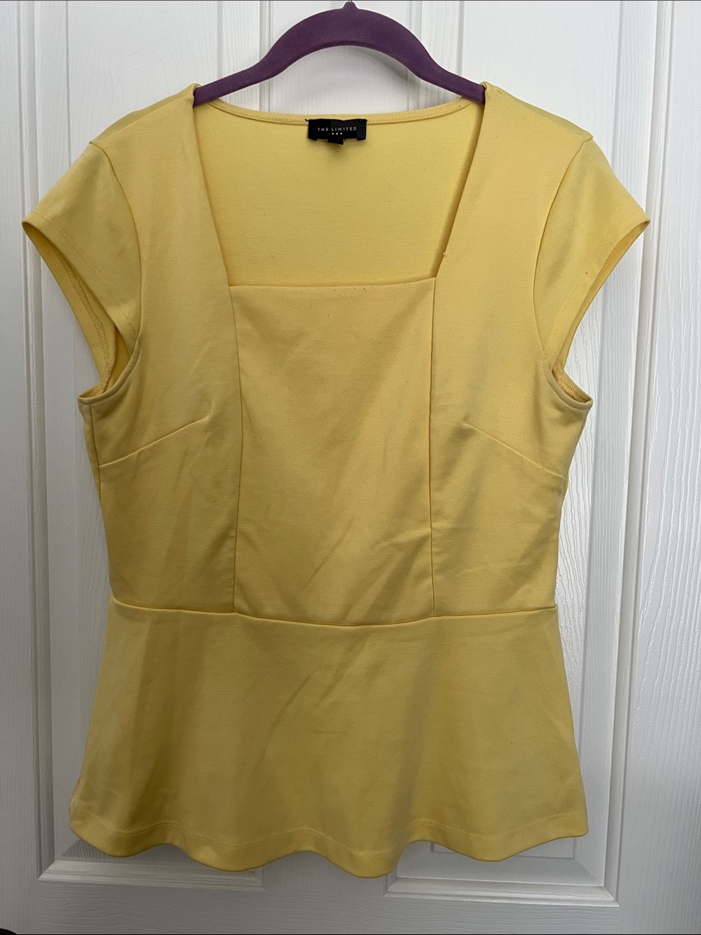 The Limited Yellow Square-Neck Peplum Blouse